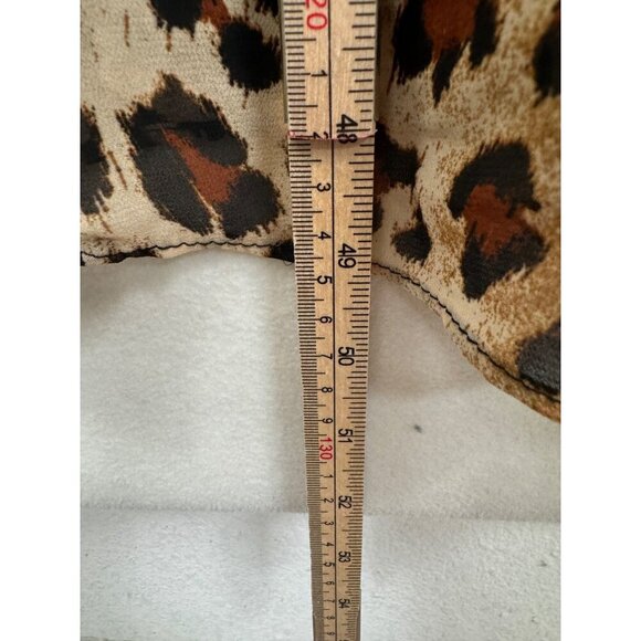 Zara Leopard Print Midi Dress Long Sleeve V-Neck chiffon wrap‎ sz L - Picture 7 of 10
